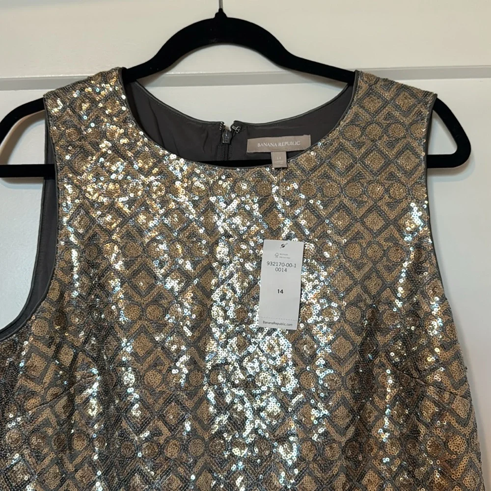 Banana republic nwt sequin copper and grey dress - Picture 2 of 5
